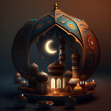 Beautiful background for Ramadan - Generative AI