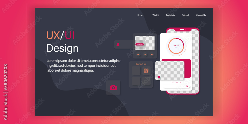 Leinwandbilder UI and UX application interface design with phone frame