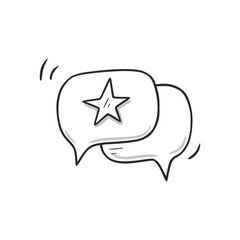 Customer experience feedback message doodle icon. Client positive star message hand drawn sketch style icon. Service experience feedback doodle drawn concept. Vector illustration.