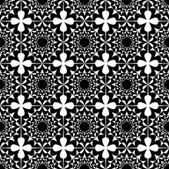 Fototapeta premium sun and flowers. black and white geometric pattern. abstract seamless ornament. template, print, cover.