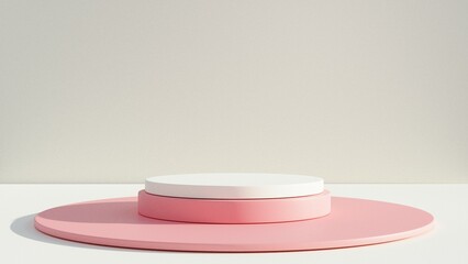 Podium Background 3D ,There is an area for displaying products ,promote products, Product presentation,3D rendering,show cosmetic product display,help the product stand out,3D Mock up,Minimal style,