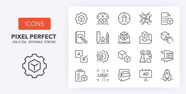 product development line icons 256 x 256