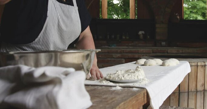 Traditional Bakery Tone Preparing Dough For Baking A Georgian Shotis Puri. Close Up