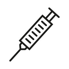 Injection icon vector, silhouette of injection, medical flat outline, isolated on white background, vector illustration of  injection.