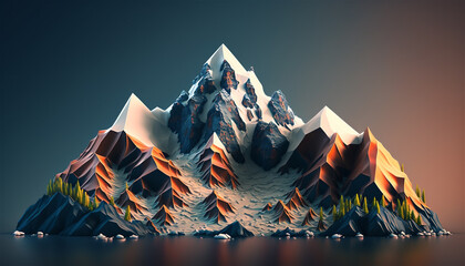 Beautiful mountain peak illustration, ai generated - 580623459