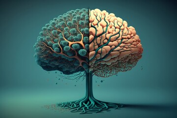 Growing Emotional Intelligence: The Art of Tree Shaping and Symbolism, Generative AI. - obrazy, fototapety, plakaty