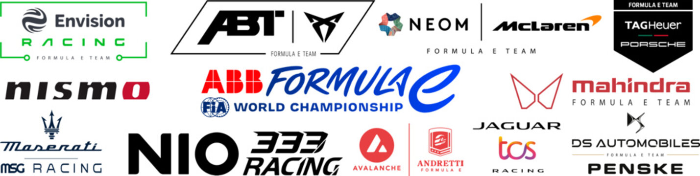 Formula E season 2023. TAG Heuer Porsche Formula E Team, Envision Racing, Avalanche Andretti Formula E, NEOM McLaren Formula E Team, Jaguar TCS Racing, DS Penske, Mahindra. Kyiv, Ukr - Mar 13, 2023