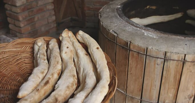 Freshly Baked Shotis Puri, Shoti Breads From Traditional Tone Oven. - close up