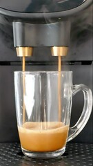 préparation d'un café à la machine à café expresso