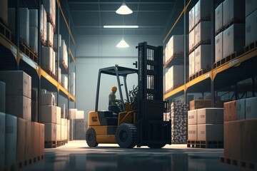 Efficient Warehouse Management: How Forklifts Streamline Pallet and Box Loading Processes, Generative AI.