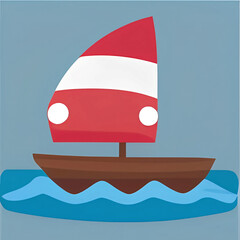 Sailing boat, cartoon
