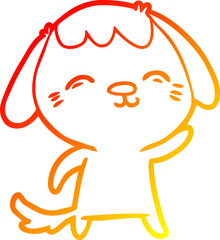 warm gradient line drawing happy cartoon dog
