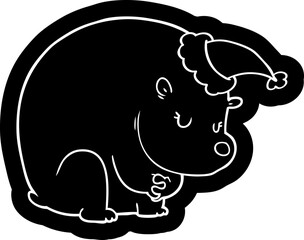 cute cartoon icon of a polar bear wearing santa hat