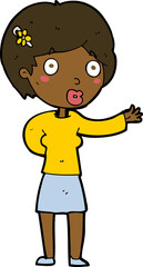 cartoon waving woman