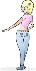 cartoon pretty girl in jeans and tee