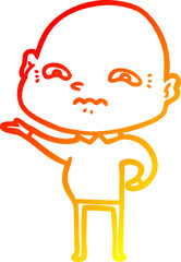 warm gradient line drawing cartoon nervous man