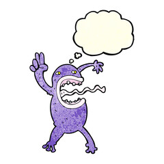 cartoon crazy frog with thought bubble