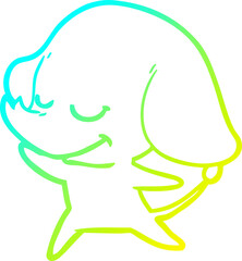cold gradient line drawing cartoon smiling elephant