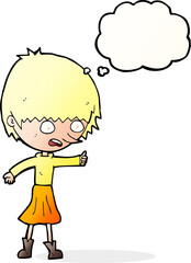 cartoon woman stressing out with thought bubble