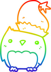 rainbow gradient line drawing cute christmas owl
