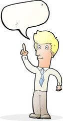 cartoon friendly man with idea with speech bubble