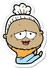 Obraz premium sticker of a cartoon happy old lady