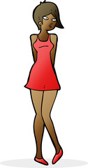 cartoon pretty woman in dress