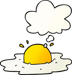cartoon fried egg and thought bubble in smooth gradient style