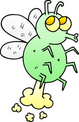 quirky gradient shaded cartoon fly