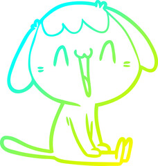 cold gradient line drawing cartoon laughing dog
