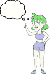 thought bubble cartoon alien gym girl