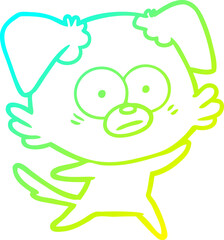 cold gradient line drawing nervous dog cartoon