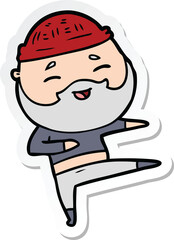 sticker of a cartoon happy bearded man