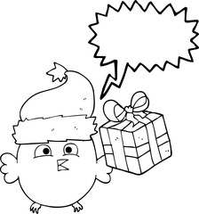 speech bubble cartoon  christmas owl