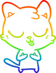 rainbow gradient line drawing cartoon cat