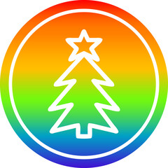 Fototapeta na wymiar christmas tree circular in rainbow spectrum