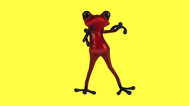 Fun 3D cartoon frog dancing (with alpha channel included)