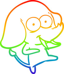Obraz premium rainbow gradient line drawing happy cartoon elephant