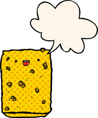 cartoon biscuit and speech bubble in comic book style