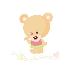 Obraz na płótnie Canvas BEAR is cheerful and beautiful. Gentle illustration for postcards, greetings, background, decor, for a good mood