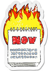 retro distressed sticker of a cartoon calendar showing month of November