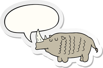 cartoon rhinoceros and speech bubble sticker