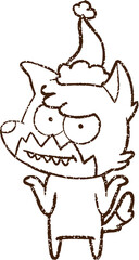 Shrugging Fox Charcoal Drawing