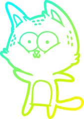 cold gradient line drawing cartoon cat