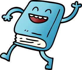 cartoon doodle happy book waving