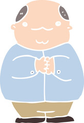 flat color style cartoon balding man