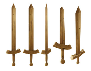 3d rendering wooden sword novice warrior swordsman training perspective view