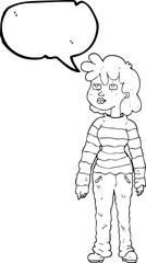 speech bubble cartoon woman in casual clothes