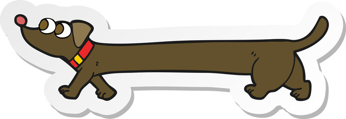 sticker of a cartoon dachshund