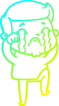 recommend clip art: cold gradient line drawing cartoon man crying